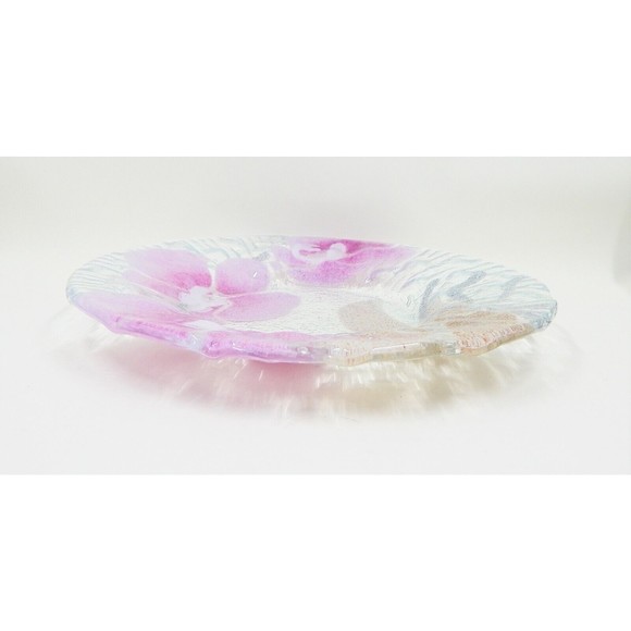 Sydenstricker Fused Art Glass Pink Orchid Small Plate 7" - Picture 8 of 9